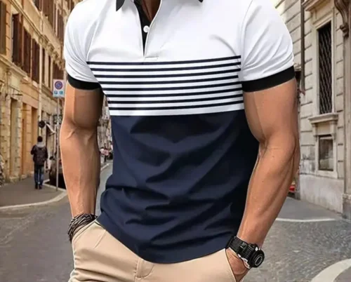 Breathable Stripe Print Short Sleeve T-shirt photo review