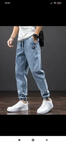 Men's Streetwear Denim Jogger Pants photo review