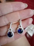 Valuable Lab Sapphire Dangle Earrings photo review