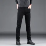 kf-S6c4bdde24f624f68a5b30c31731f672cJ-Spring-Autumn-New-Men-s-Pure-Black-Slim-Jeans-Elastic-Straight-Pants-Business-Fashion-Leisure-Korean