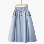 kf-S720d3d851c3e4122ad6029021e5ee49co-Womens-Casual-Pleated-High-Waisted-A-Line-Midi-Button-Front-Skirts-with-Pockets