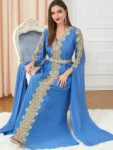 kf-S735be115c23a4424bc4e205920b26915P-Djellaba-Marocaine-Two-Piece-Muslim-Dress-Chiffon-Print-Belted-Kaftan-Ramadan-Gown-Abayas-Islamic-Cloth-Turkish