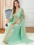 kf-S735be115c23a4424bc4e205920b26915P-Djellaba-Marocaine-Two-Piece-Muslim-Dress-Chiffon-Print-Belted-Kaftan-Ramadan-Gown-Abayas-Islamic-Cloth-Turkish