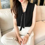 kf-Saf4f721174ef48d59f447a0623d38da5t-Women-Clothing-Elegant-Fashion-Solid-Lace-up-Blouses-Summer-Casual-Loose-All-match-Sleeveless-Tops-Office