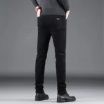 kf-S6c4bdde24f624f68a5b30c31731f672cJ-Spring-Autumn-New-Men-s-Pure-Black-Slim-Jeans-Elastic-Straight-Pants-Business-Fashion-Leisure-Korean