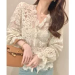 kf-Sf69ca564f323466fb4f4f2c75824eecal-Women-s-Clothing-2024-Spring-Autumn-Sexy-Hollow-Out-Lace-Chic-Vintage-T-shirts-Female-Casual