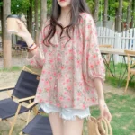 kf-Se5357e21572147a5986e0e843f2168a6W-Women-Floral-Print-Sweet-Chic-Kawaii-Button-Shirts-Summer-Korean-Style-O-Neck-3-4-Sleeve