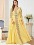 kf-S735be115c23a4424bc4e205920b26915P-Djellaba-Marocaine-Two-Piece-Muslim-Dress-Chiffon-Print-Belted-Kaftan-Ramadan-Gown-Abayas-Islamic-Cloth-Turkish