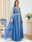 kf-S735be115c23a4424bc4e205920b26915P-Djellaba-Marocaine-Two-Piece-Muslim-Dress-Chiffon-Print-Belted-Kaftan-Ramadan-Gown-Abayas-Islamic-Cloth-Turkish