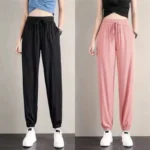 kf-S924228968b1f4e8199b0334c221d1625M-Ice-Silk-Sweatpants-Women-Loose-Drawstring-Feet-Summer-Thin-Casual-Trousers-Drape-Thin-Big-Yards-Nine