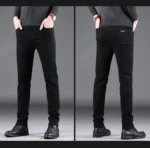 kf-S6c4bdde24f624f68a5b30c31731f672cJ-Spring-Autumn-New-Men-s-Pure-Black-Slim-Jeans-Elastic-Straight-Pants-Business-Fashion-Leisure-Korean