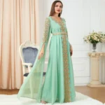 kf-S735be115c23a4424bc4e205920b26915P-Djellaba-Marocaine-Two-Piece-Muslim-Dress-Chiffon-Print-Belted-Kaftan-Ramadan-Gown-Abayas-Islamic-Cloth-Turkish